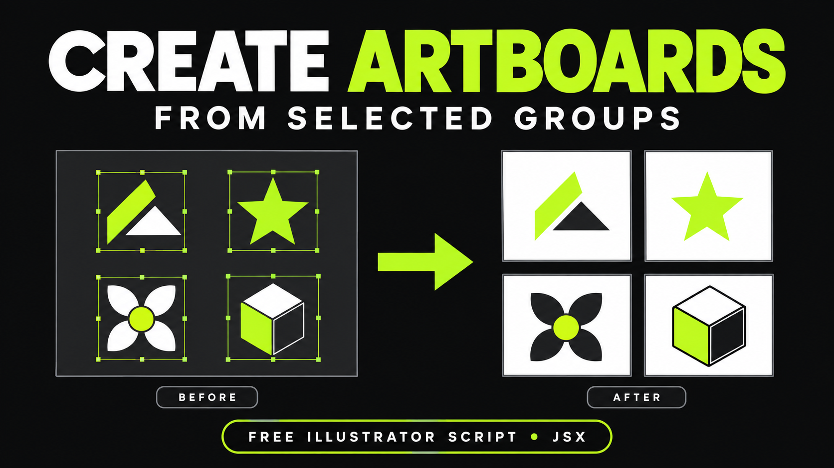 Preview of Create Artboards from Selected Groups — Illustrator Script